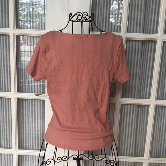 Pink Zipper Front Ribbed Tee - Picture 3 of 4